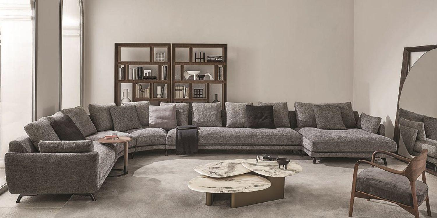 Leather and fabric deals sectional